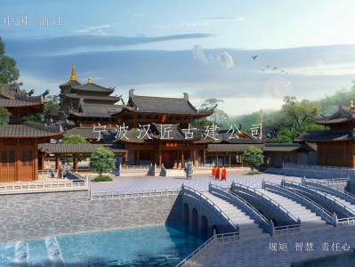 合肥寺院重建规划设计方案鸟瞰图—积福禅寺